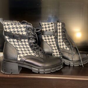 New York & Company Black and Gray Combat Boots